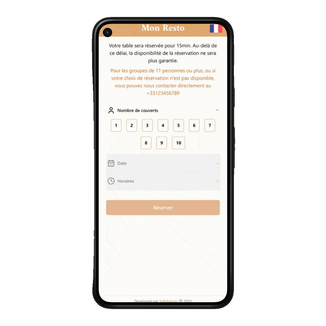 Application de réservation MonRestau