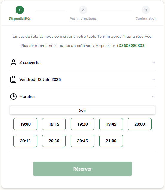 Réservation client